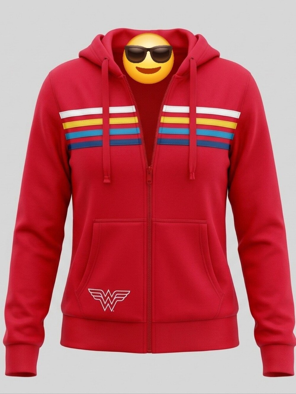 Wonder Woman DC Red Zip Up Jacket Unisex Graphic Warner Bros Size S